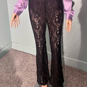 AVEC LES FILLES NWOT
High Waist Flare Leg Lace Pants In Black